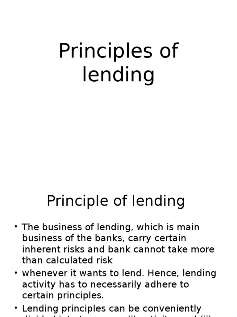 Principles of Sound Lending in Banking | PDF | Mortgage Law | Loans
