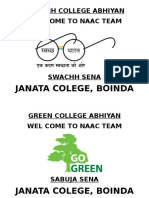 Swachh College Abhiyan Wel Come To Naac Team: Janata Colege, Boinda