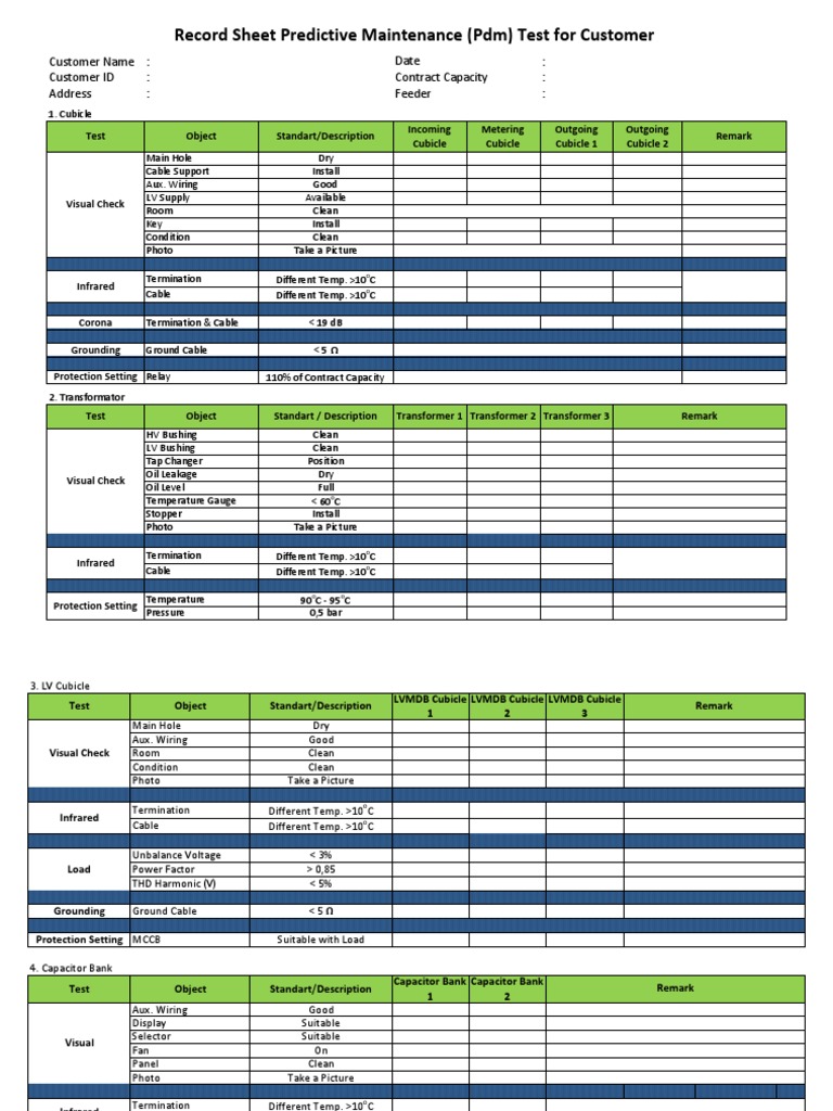Electrical Equipment Maintenance Checklist | PDF | Computers