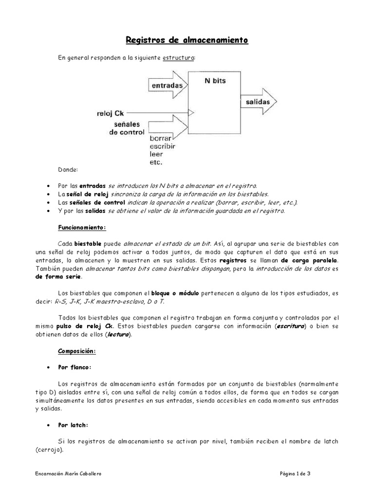 Registros de almacenamiento | Electrónica digital | Ingenieria Eléctrica