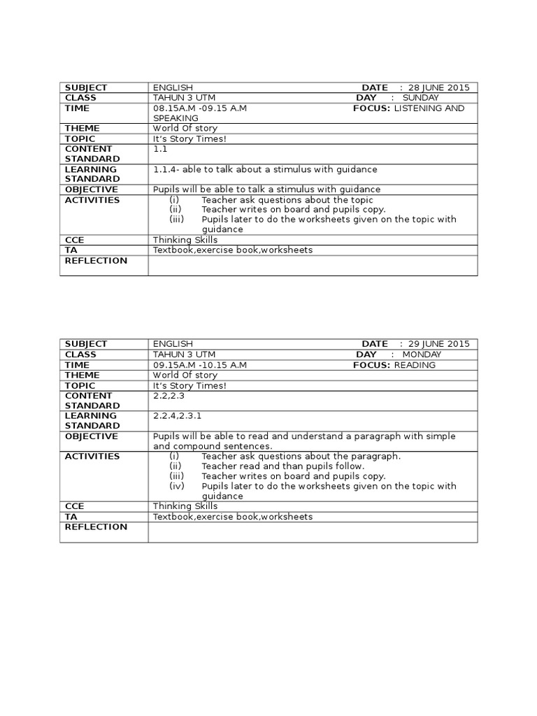 Rph Bahasa Inggeris Tahun 3  Question  Paragraph