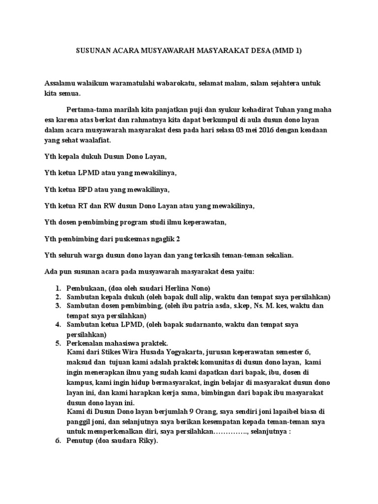 Kumpulan Mc Acara Musrenbang - Kumpulan Contoh Teks MC