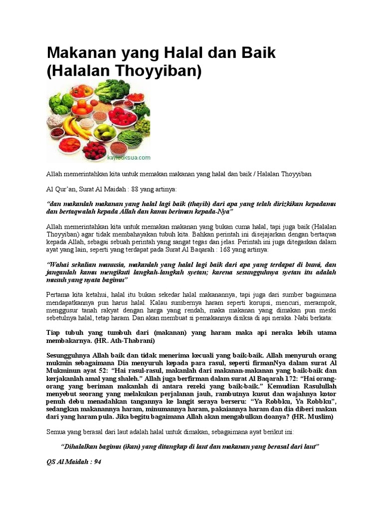 Makanlah Makanan Yang Halal Dan Baik - Makanan Ku