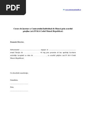 Cerere De Incetare A Cim Prin Acordul Partilor Pdf