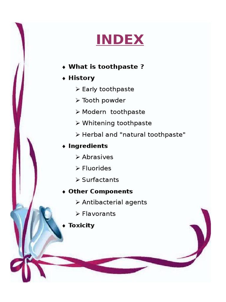 Index What Is Toothpaste ? History PDF Dentistry Chemical Compounds