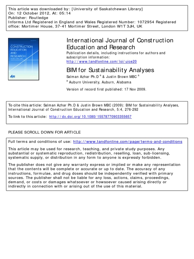 BIM For Sustainability Analysis | PDF | Building Information Modeling ...