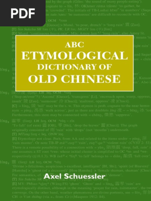 Etymological Dictionary Of Old Chinese Tone Linguistics Morphology Linguistics