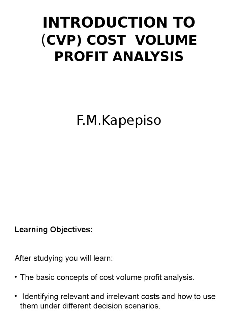 AAM3781 Introduction To CVP Analysis | PDF | Profit (Accounting ...