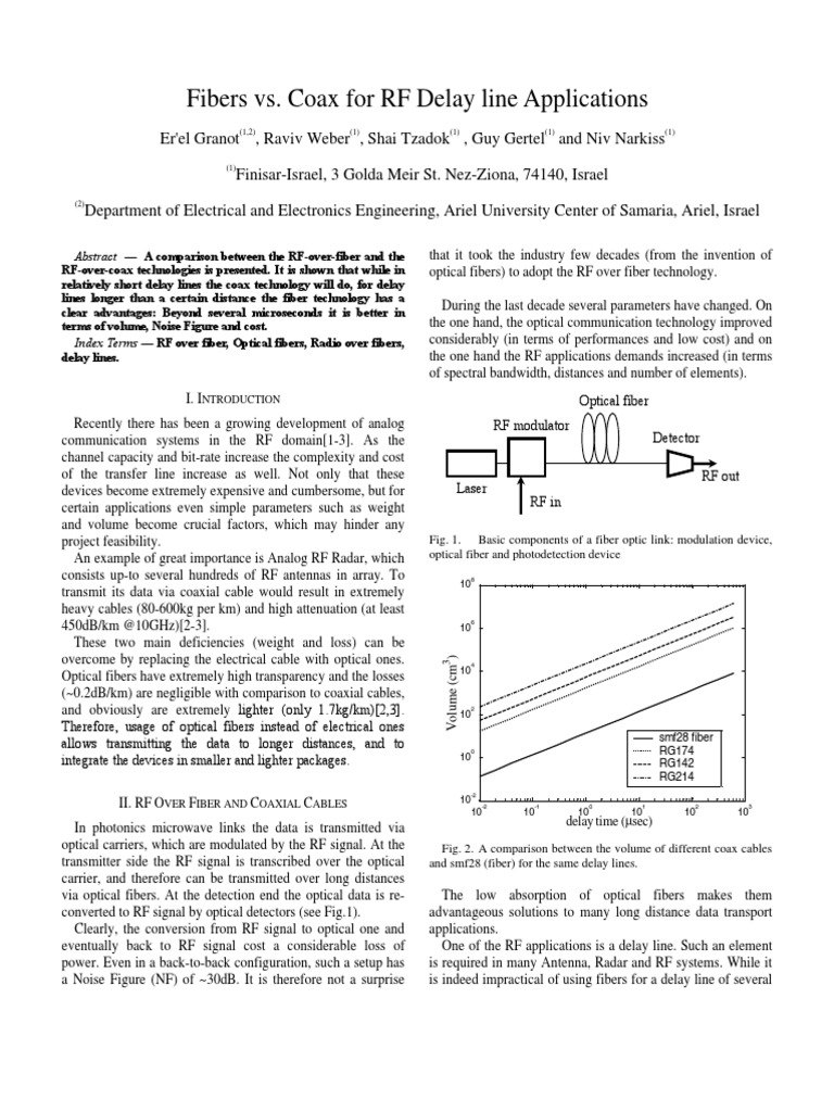 Fibers vs. Coax For RF Delay Line Applications PDF Optical Fiber