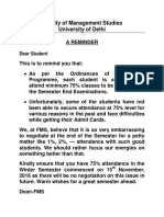 Faculty of Management Studies University of Delhi: Dear Student