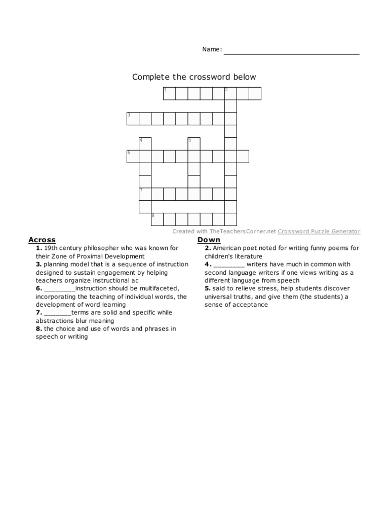 Educational Crossword Puzzle Guide | PDF