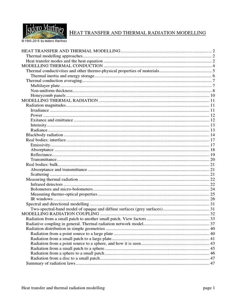 Heat Transfer and Thermal Radiation Modelling | PDF | Electromagnetic ...