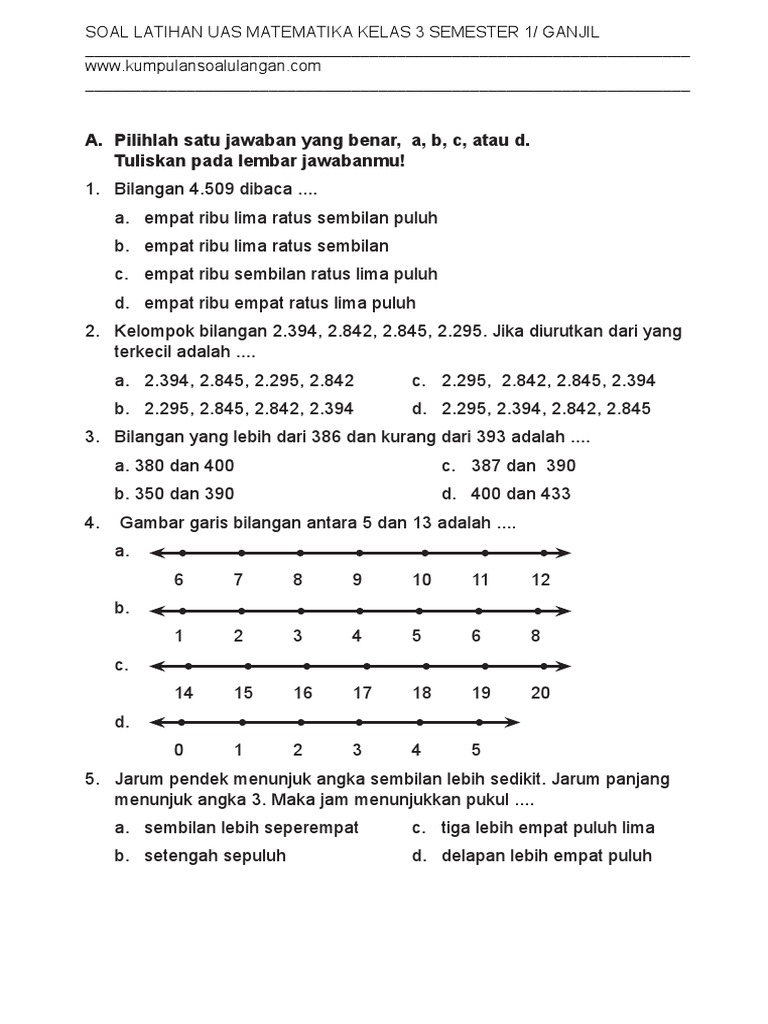 Soal Latihan Matematika Kelas 3 | PDF | Metode & Bahan Ajar | Griya & Taman
