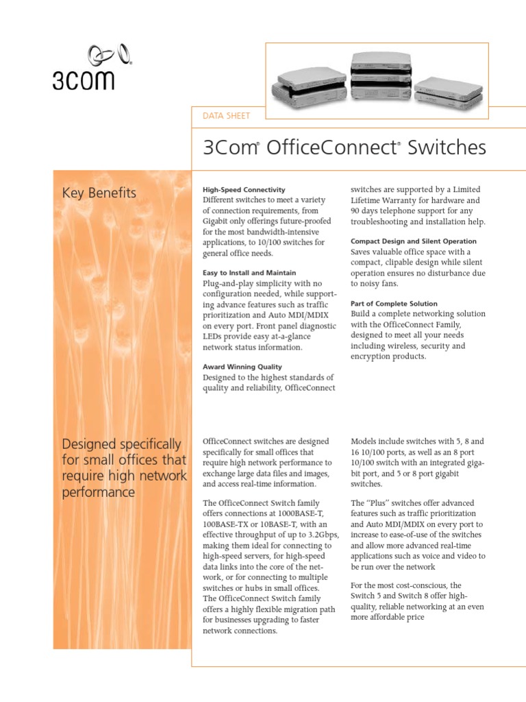 3com Officeconnect Switches: Key Benefits | PDF