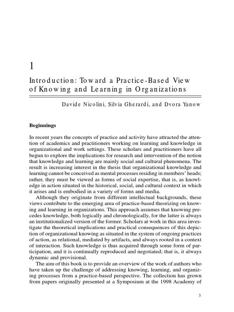 Knowing in Practice - Introduction PDF | PDF | Thought | Epistemology