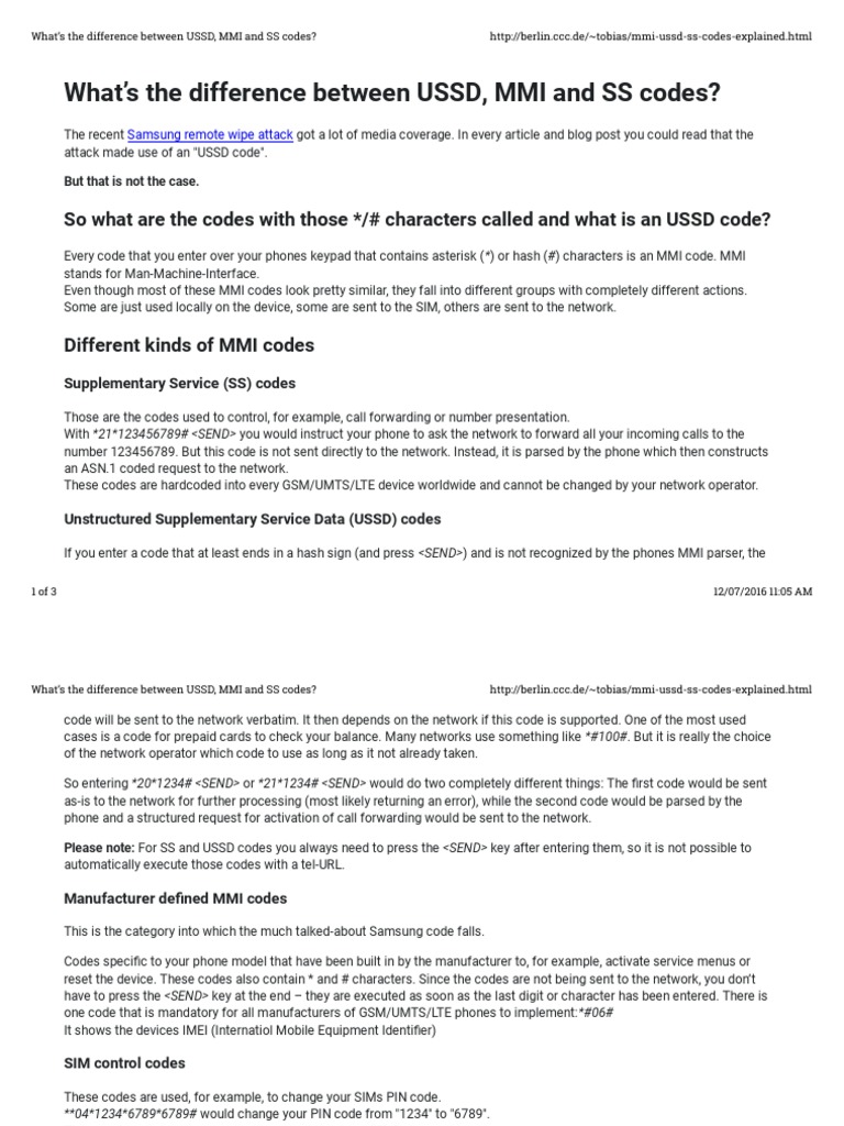 Ussd Mmi Codes PDF Mobile Technology Mobile