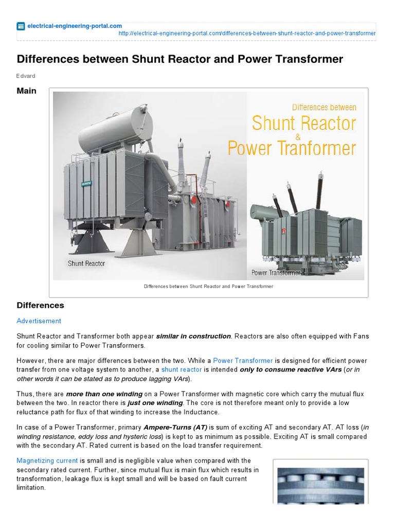 Shunt Reactor Transformer Ac Power