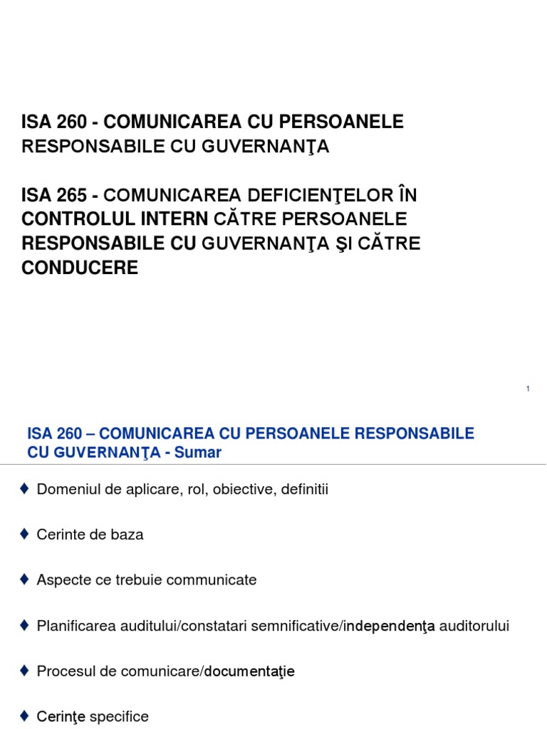 Prezentare ISA 260 265 | PDF