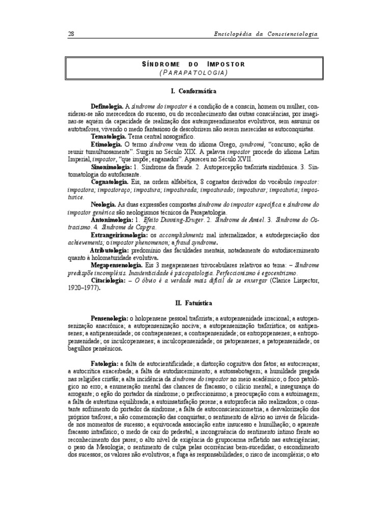 Sindrome Do Impostor Pdf Pdf Psicologia Ciências Comportamentais