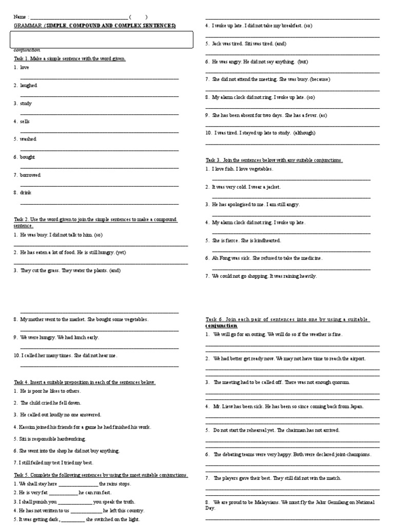 Grammar Various Sentences Form 3 | PDF | Sentence (Linguistics)
