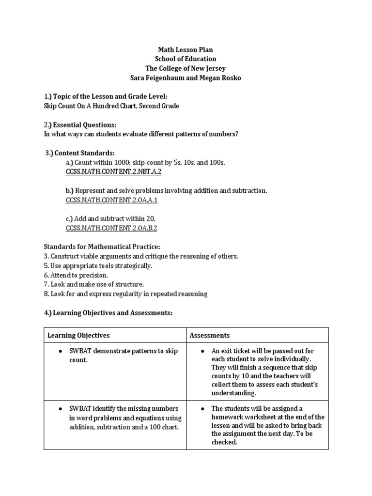 Mathlessonplan Skipcount | PDF | Classroom Management | Lesson Plan