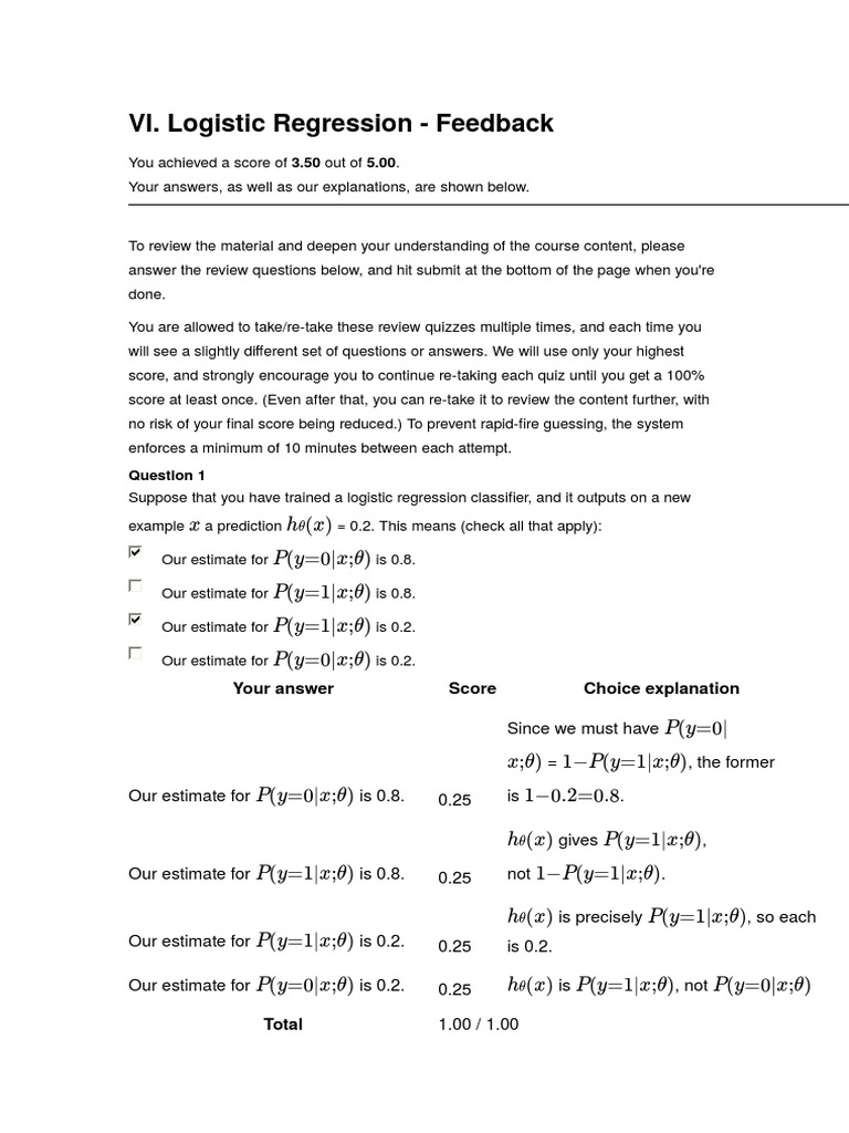 ML Week 3 Logistic Regression | PDF | Mathematical Optimization ...