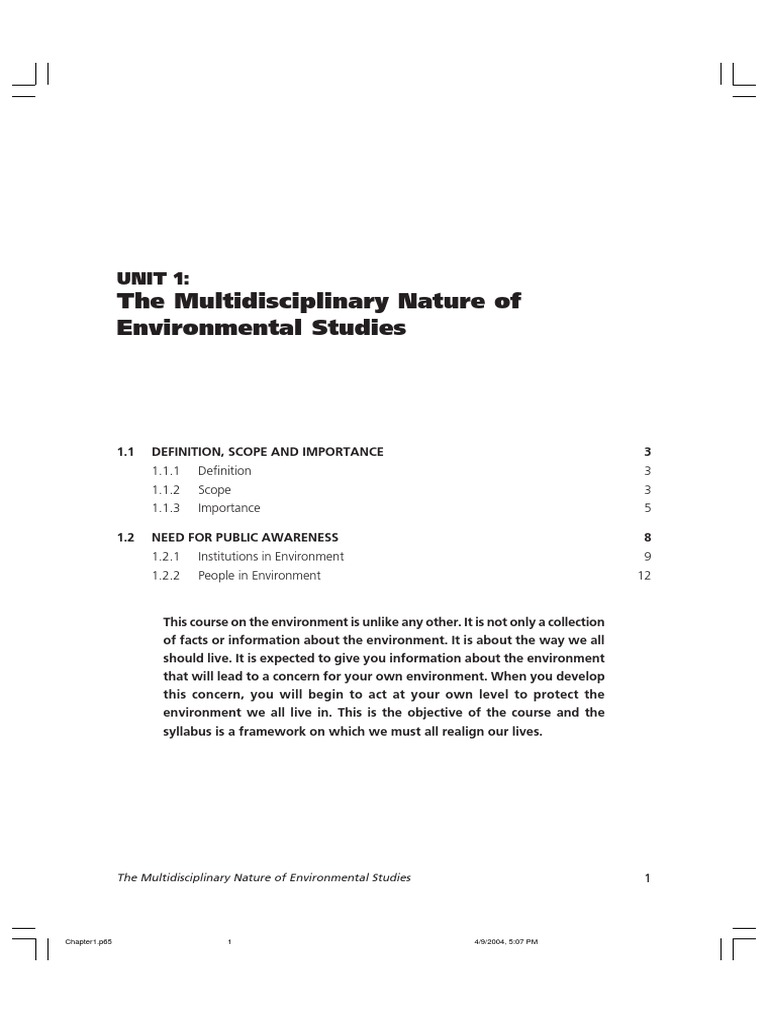The Multidisciplinary Nature of ENVT SCNCE PDF | PDF | Sustainability ...