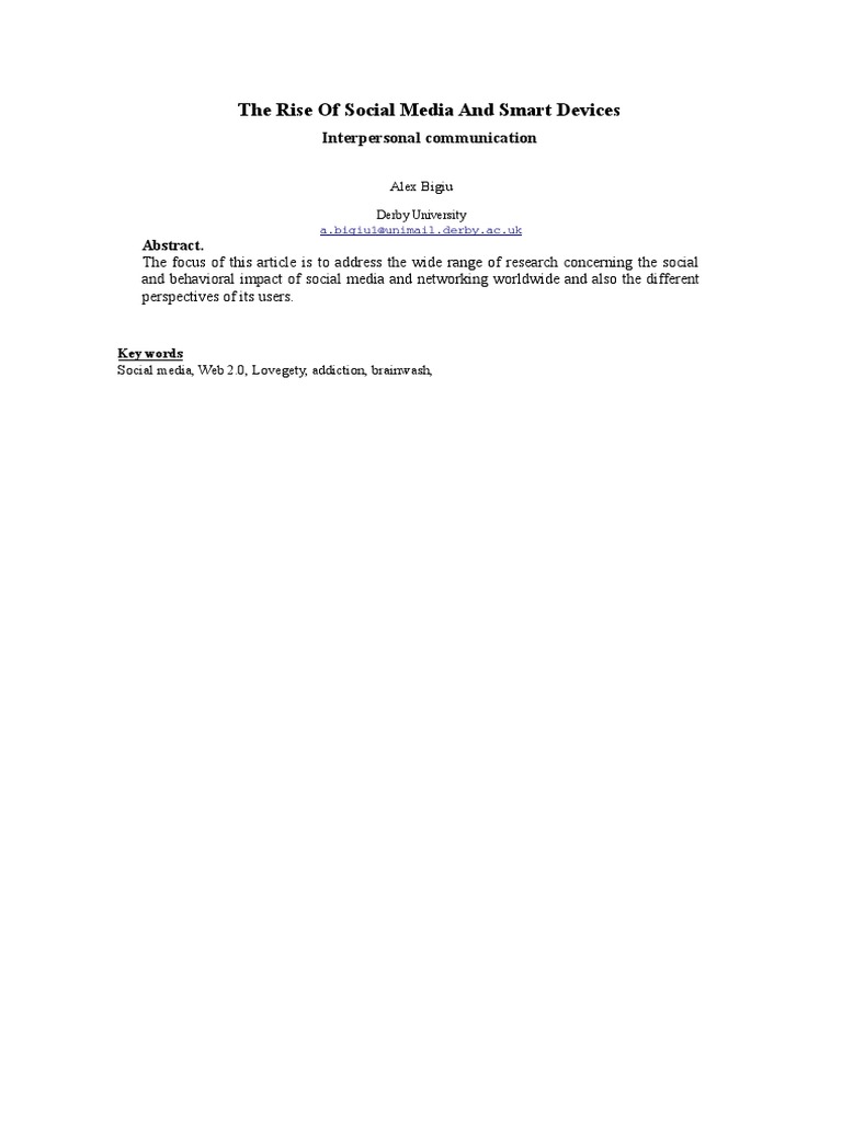 The Rise of Social Media and Smart Devices | PDF | Social Media ...