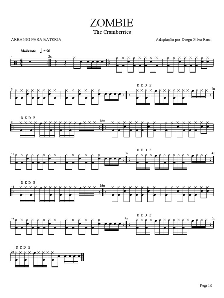 Zombie Drums Sheet PDF