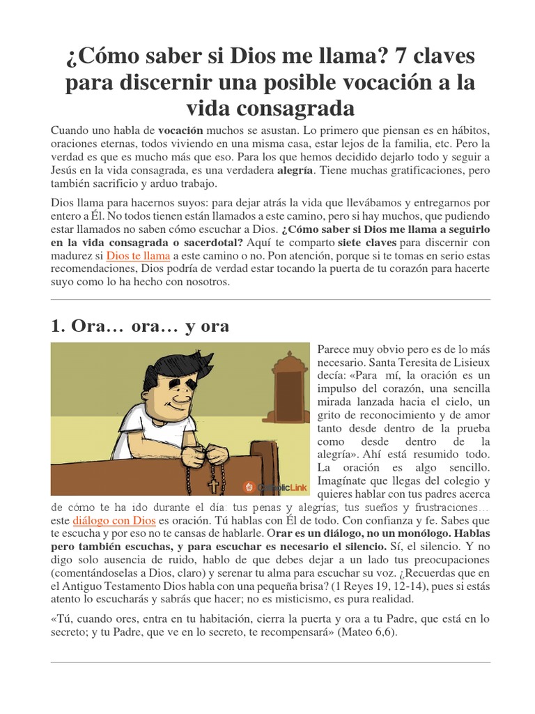 Cómo Saber Si Dios Me Llama PDF Penitencia Oración