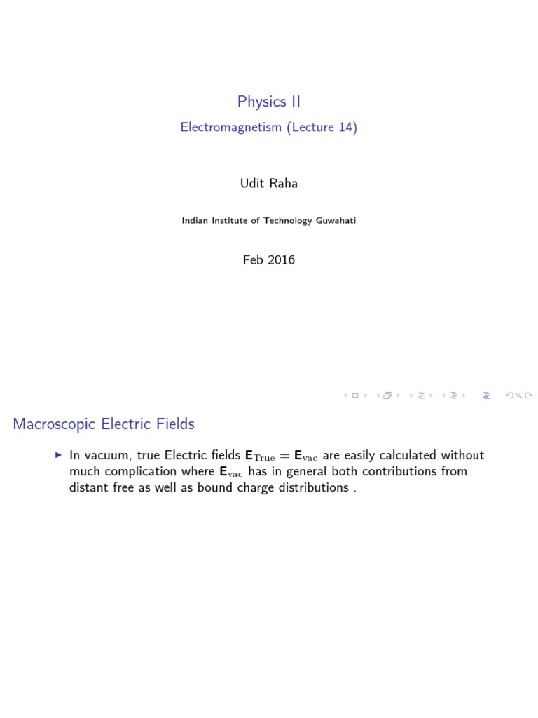 Macroscopic Electric Fields in Dielectrics | PDF | Dielectric ...