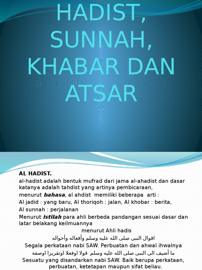 Materi Iv Hadist Sunnah Khabar Atsar Pdf