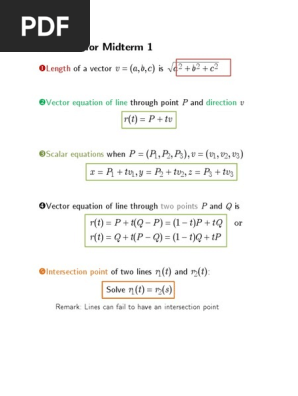 Math 20c Cheat Sheet Derivative Plane Geometry
