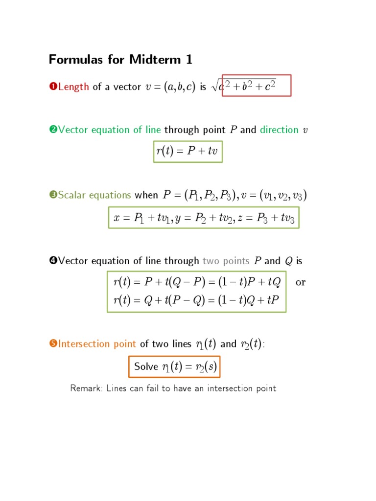 Math 20C Cheat Sheet | PDF | Derivative | Plane (Geometry)
