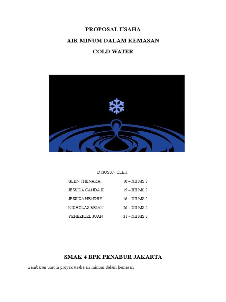 Contoh Proposal Usaha Air Minum Dalam Kemasan Seputar Usaha