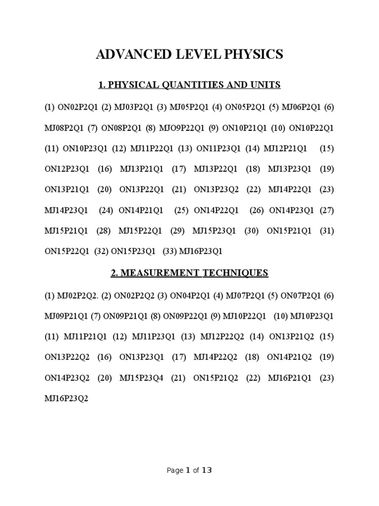 Advanced Physics Concepts Overview | PDF | Mechanics | Solid State ...