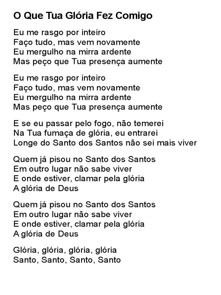 O Que Tua Glória Fez Comigo Pdf