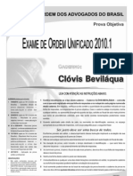 Exame OAB 2010-1 Prova Objetiva - Caderno de Questões - Clóvis Bevilaqua