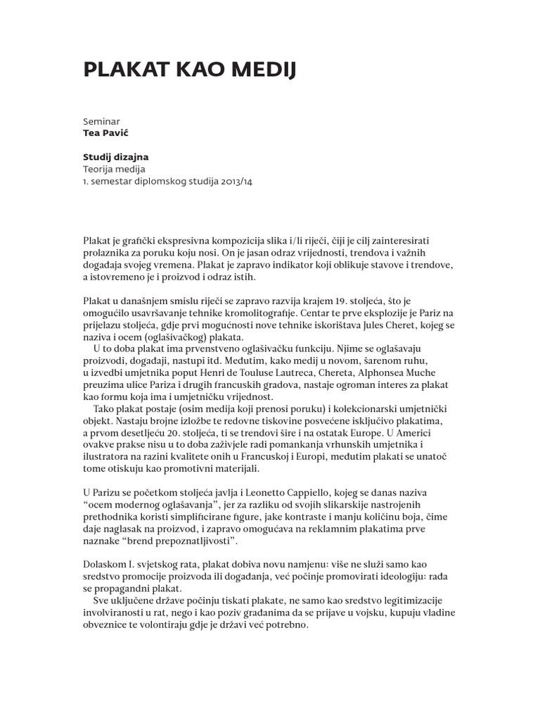 Plakat Kao Medij | PDF