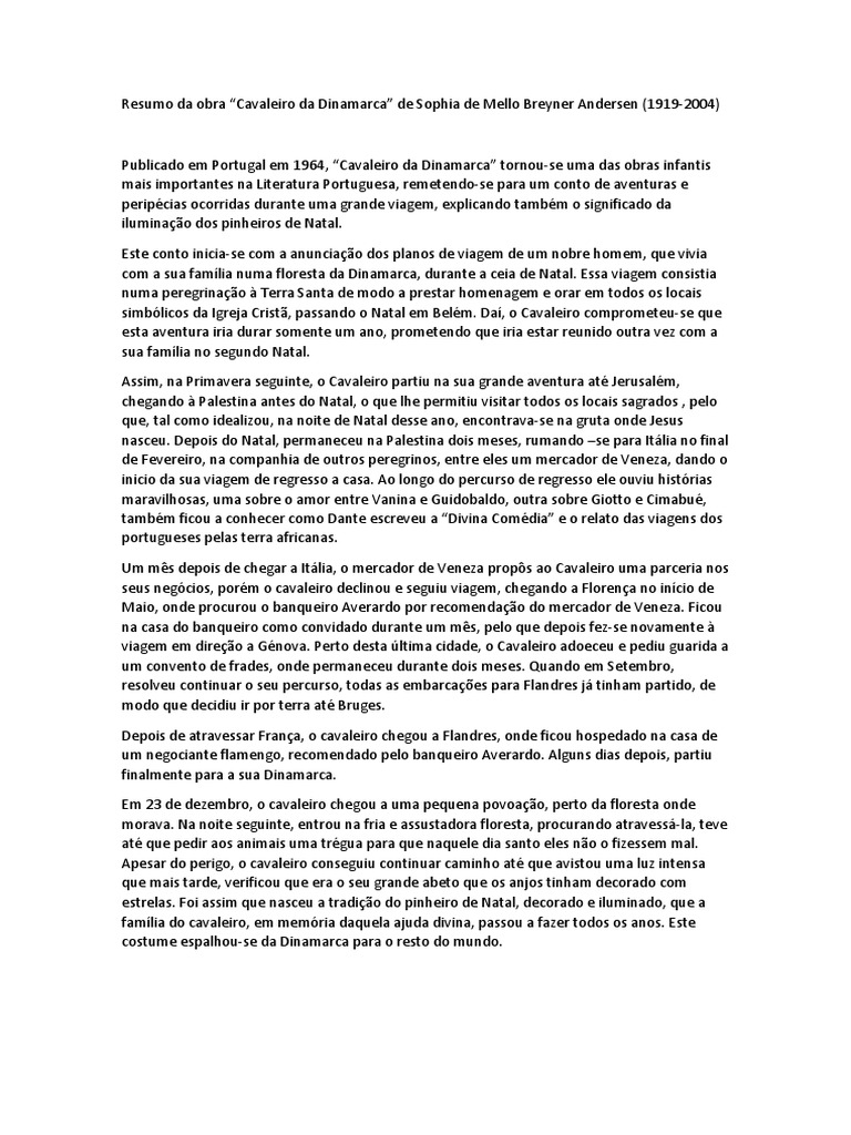 Resumo Do Livro O Cavaleiro Da Dinamarca Pdf