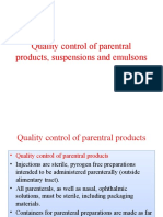 Quality Control of Parentral Products, Suspensions and Emulsons