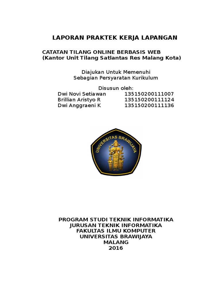 Laporan Pkl Satlantas Malang Kota 20161031