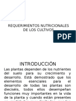 Requerimientos Nutricionales de Los Cultivos