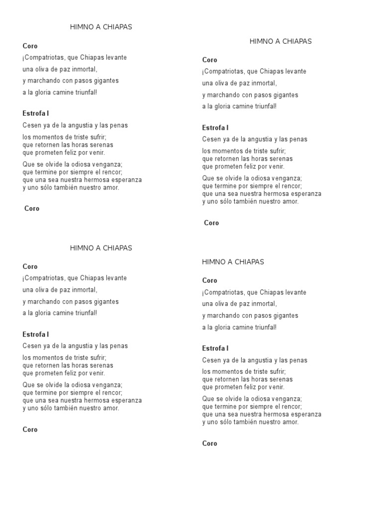 Letra de Himno A Chiapas PDF