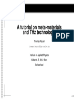 Tutorial on meta-materials, THz technology, photonic crystals and integrated THz signal processing