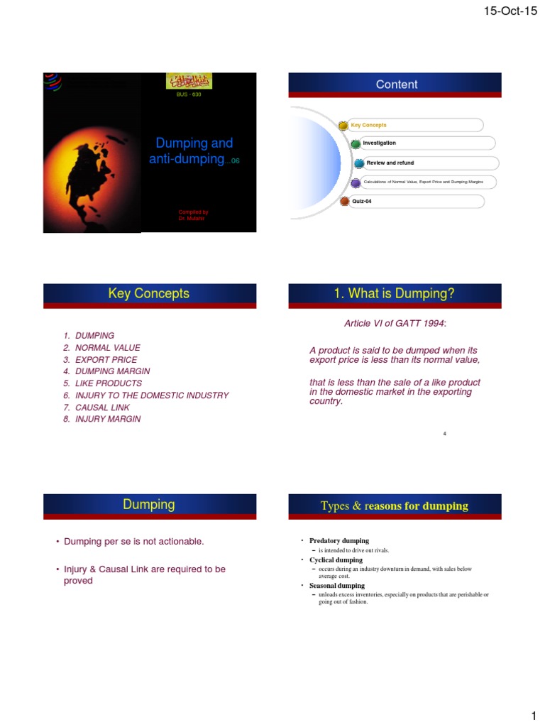 Lecture 06 Dumping and Anti Dumping 3 Dumping (Pricing Policy) Economics