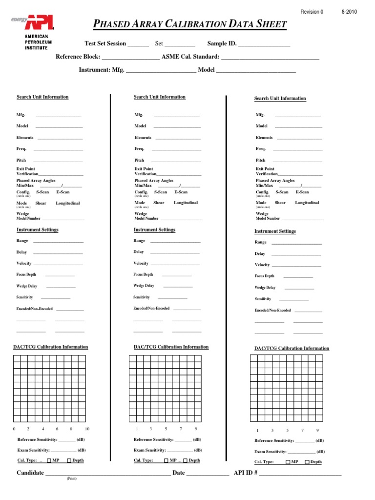 QUTEPA Calibration Data Sheet PDF