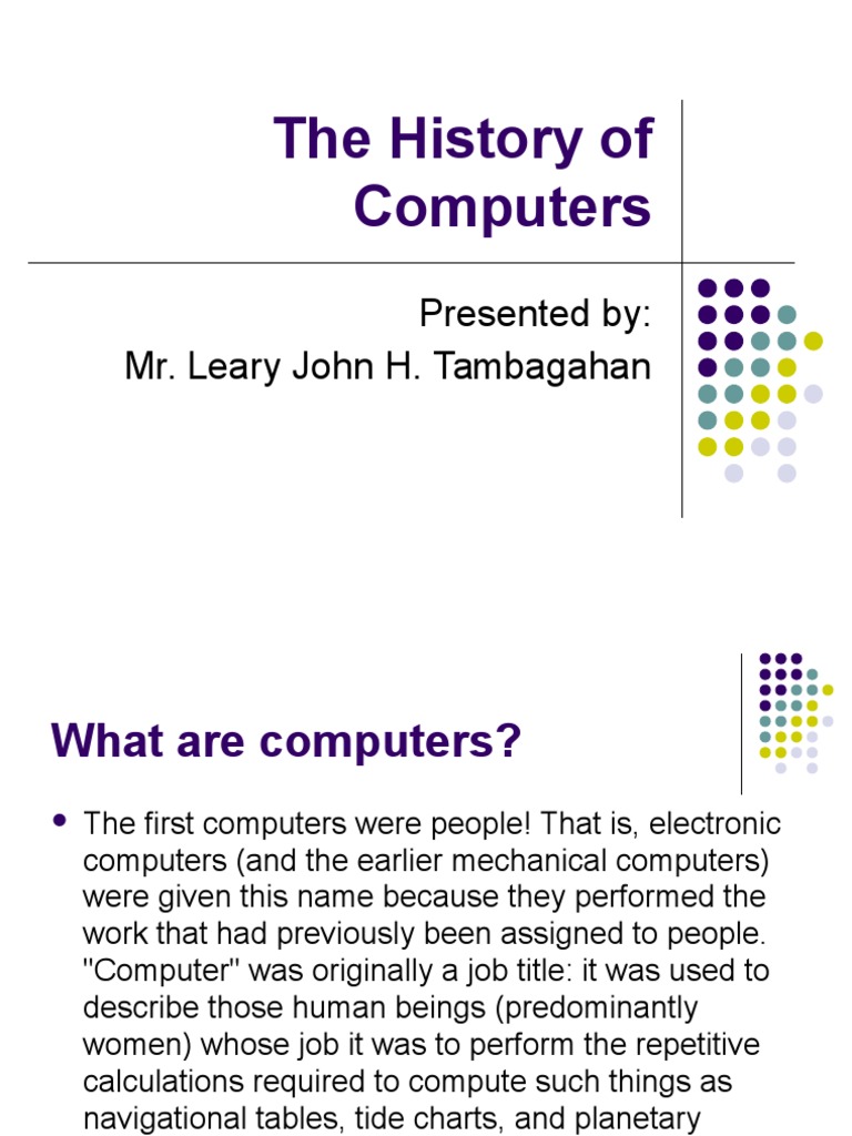History of Computers PDF Integrated Circuit Central Processing Unit