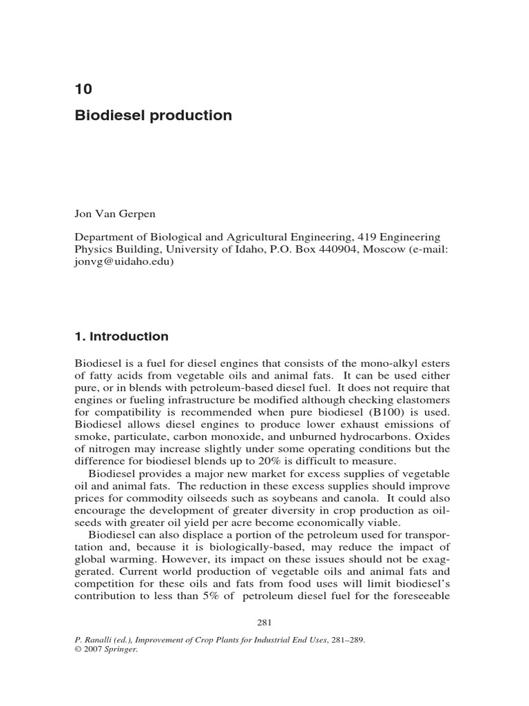 Biodiesel Production Process Overview | PDF
