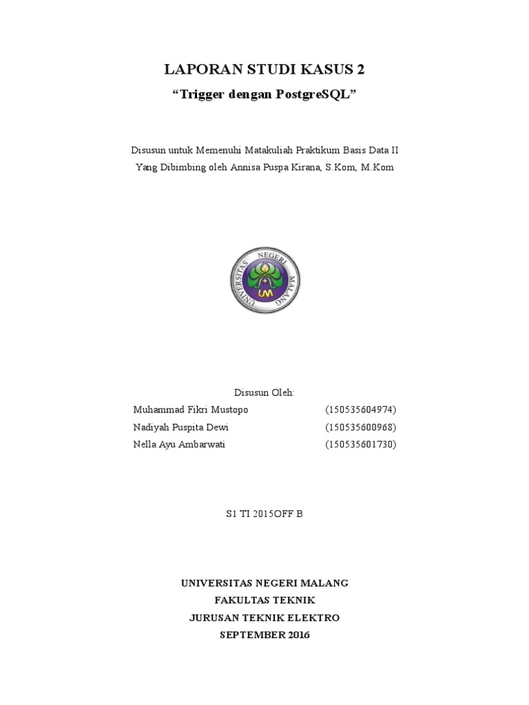 Contoh Trigger SQL di PostgreSQL | PDF | Metode & Bahan Ajar ...